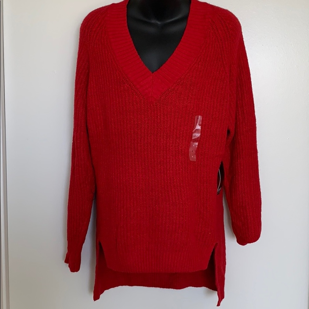 Tunic Length V-Neck Sweater